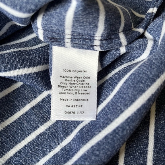 Talbots Nautical Stripe Shirt Blouse Navy Blue White SP - Picture 9 of 12